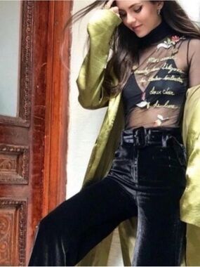 cinq a sept Black Sheer Mesh Top